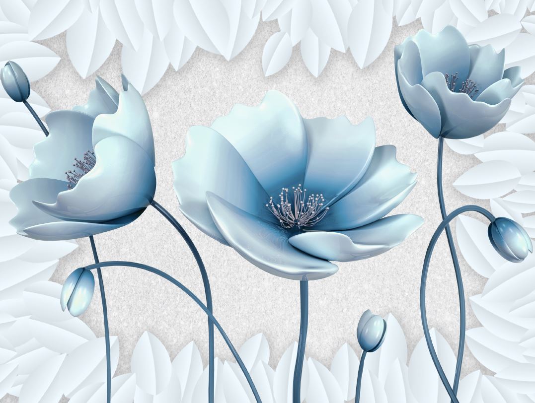Blue Anemone Vector Flowers View Print 100% Australian Made
