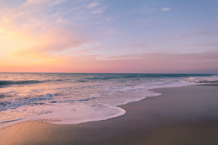 Pink Sunset Beach Scenery View Photograph Print 100% Australian Made