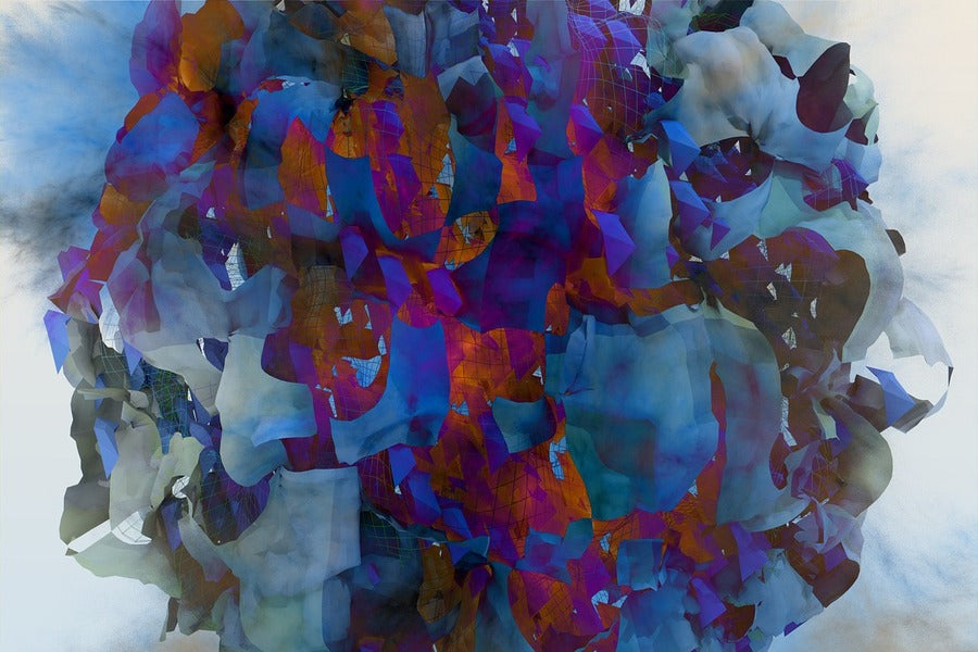 White Blue & Red 3D Abstract Design Print 100% Australian Made