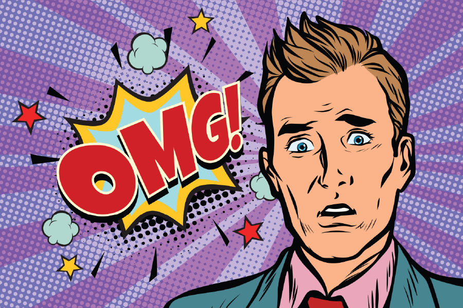 OMG Quote & Confused Man Illustration Print 100% Australian Made