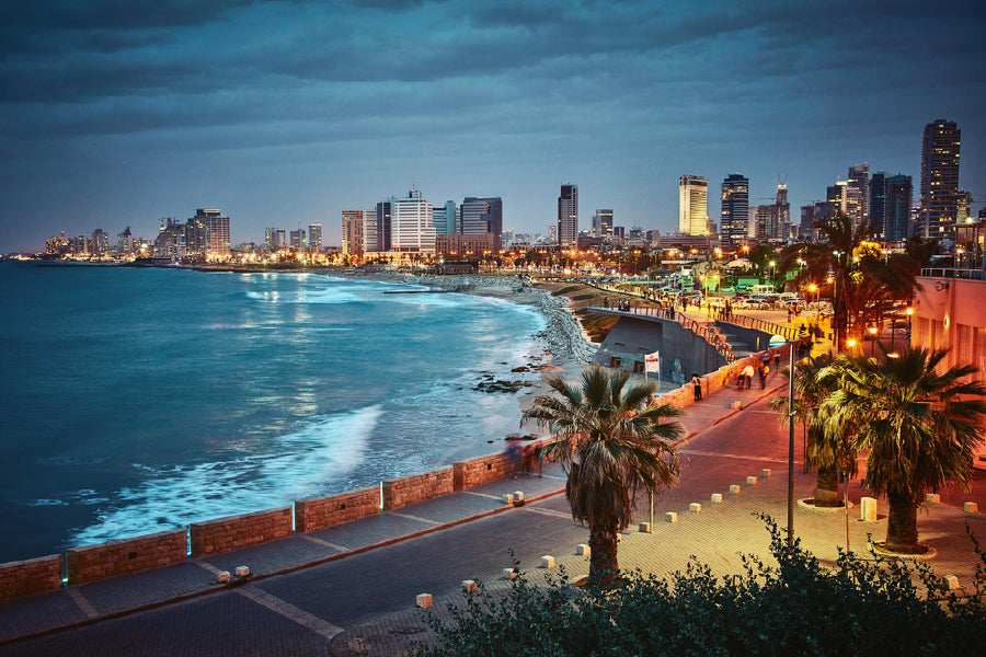 Tel Aviv Beach Night Scenery View Photograph Home Decor Premium Quality Poster Print Choose Your Sizes