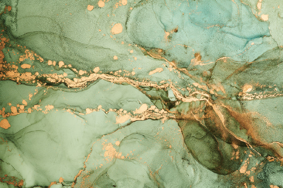 Green & Gold Abstract Design Print 100% Australian Made