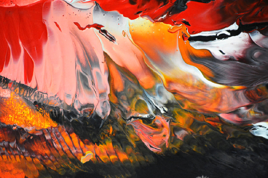Orange Red & Black Abstract Design Print 100% Australian Made