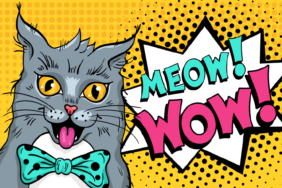Cat & MEOW Quote Illustration Print 100% Australian Made