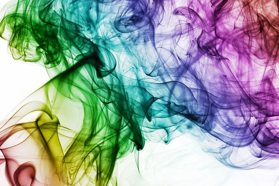 Green Blue & Purple Smoke Abstract Design Print 100% Australian Made