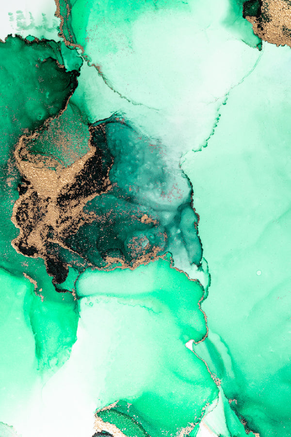 Green & Gold Marble Abstract Design Print 100% Australian Made