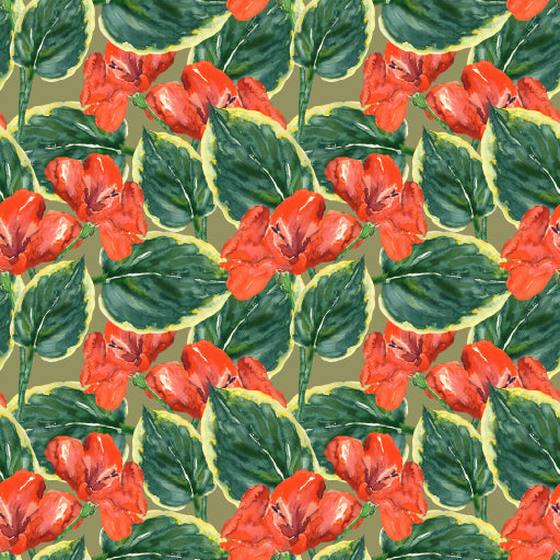 Square Canvas Red Flowers with Leaves Art High Quality Print 100% Australian Made