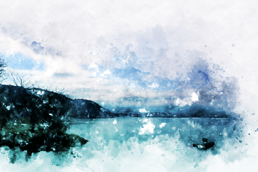 Lake & Mountains Abstract Design Print 100% Australian Made