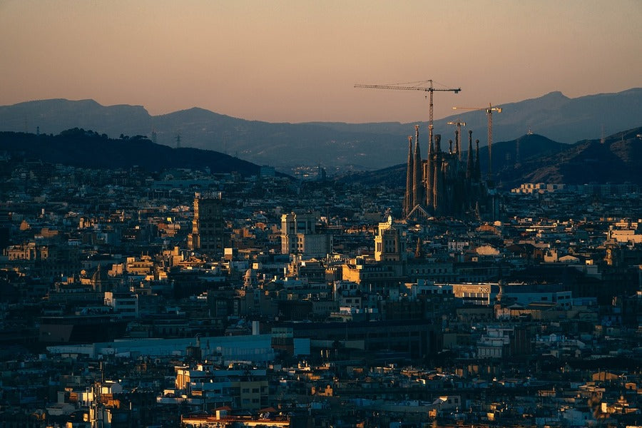 Barcelona City Sunset View Photograph Print 100% Australian Made