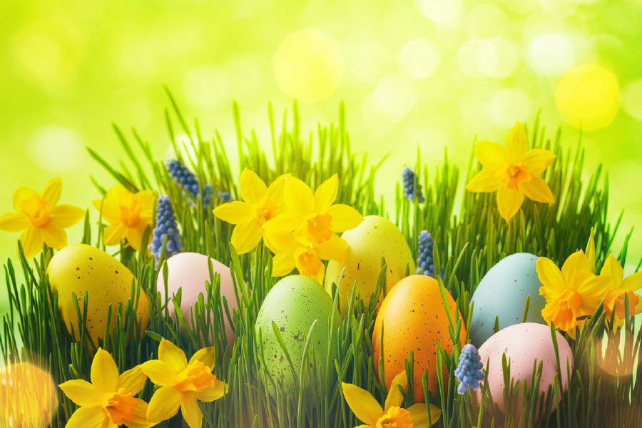 Spring Flowers With Easter Eggs View Photograph Print 100% Australian Made