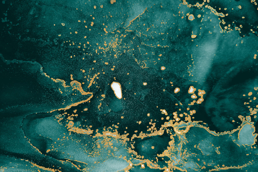 Dark Green & Gold Splash Abstract Design Home Decor Premium Quality Poster Print Choose Your Sizes