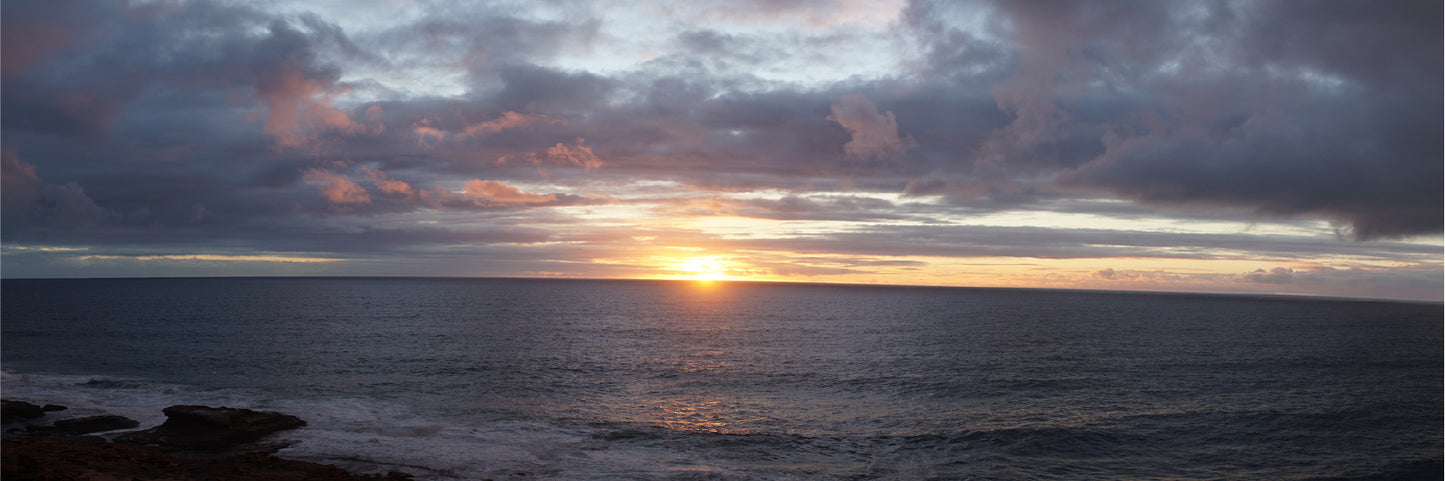 Panoramic Canvas Dark Cloudy Sky Sea View Photograph High Quality 100% Australian Made Wall Canvas Print Ready to Hang