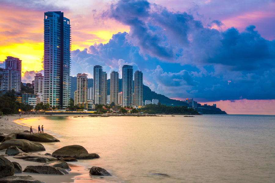 Penang Beach Jetty Sunset View Photograph Home Decor Premium Quality Poster Print Choose Your Sizes