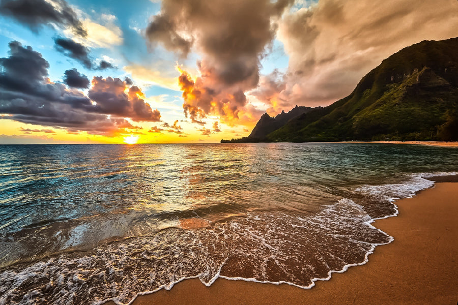 Sunrise on Sandy Beach Scenery Photograph Home Decor Premium Quality Poster Print Choose Your Sizes
