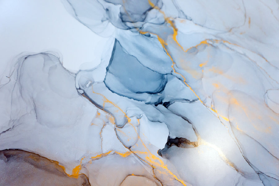 Blue Gold Abstract Painting Design Print 100% Australian Made