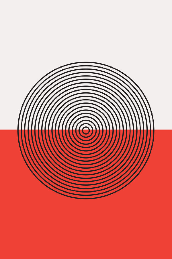 Circle Shape & Half Red Abstract Design Print 100% Australian Made