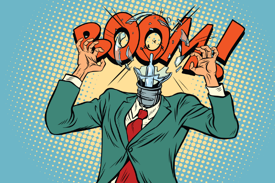 Boom Quote & Broaken Glass Head Man Illustration Print 100% Australian Made
