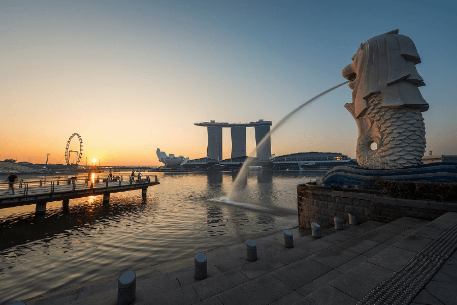 Merlion Fountain And Marina Bay Singapore Print 100% Australian Made