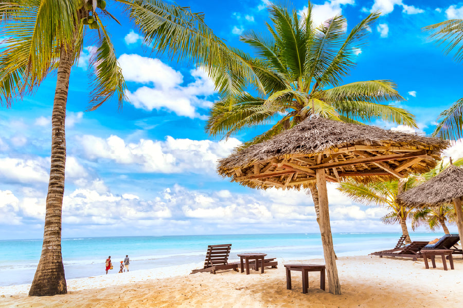 Chairs & Umbrella Diani Beach View Photograph Print 100% Australian Made