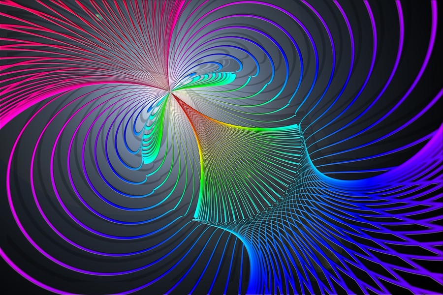 Pink Green & Blue Digital Lines Abstract Design Print 100% Australian Made
