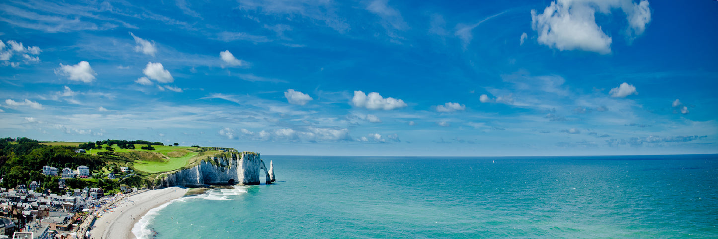 Panoramic Canvas Porte d'aval & Cliff Sea Photograph High Quality 100% Australian Made Wall Canvas Print Ready to Hang