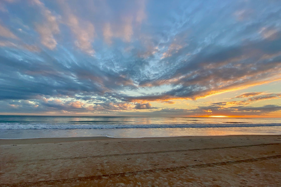 Seashore with Cloudy Sunset View Photograph Print 100% Australian Made