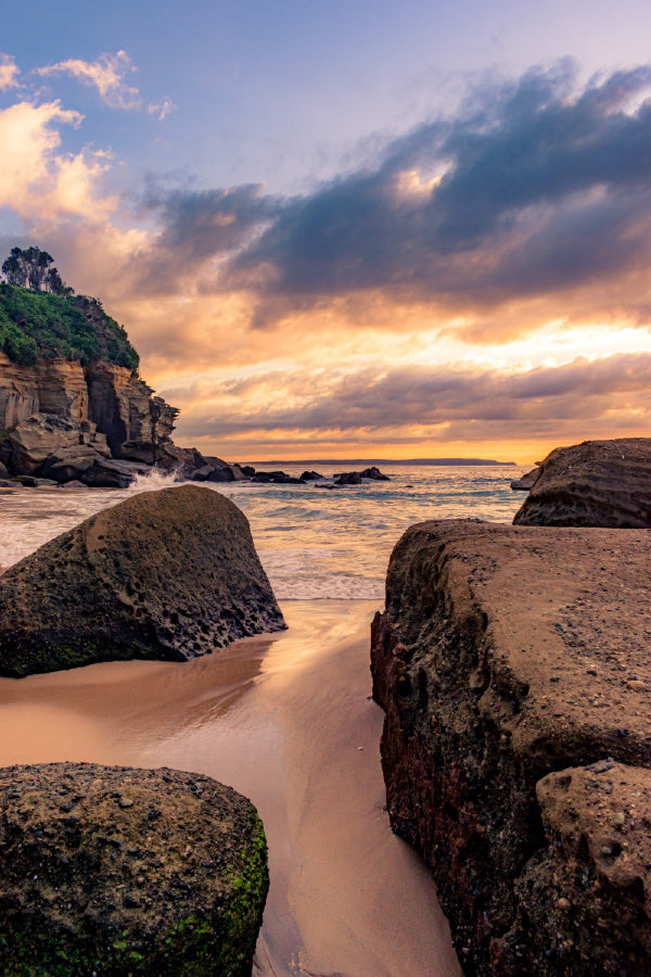 Rocky Beach Sunset Scenery View Photograph Print 100% Australian Made