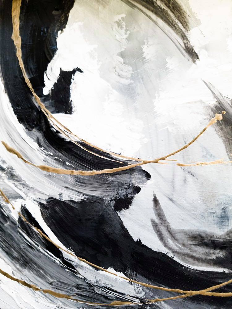 Gold Black & White Abstract Painting Design Print 100% Australian Made