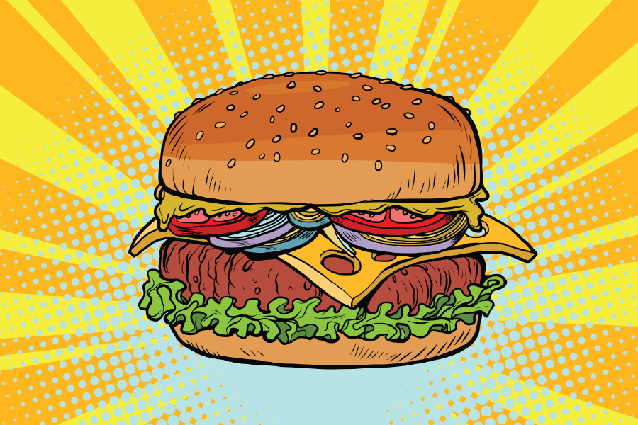 Burger Closeup Illustration Print 100% Australian Made