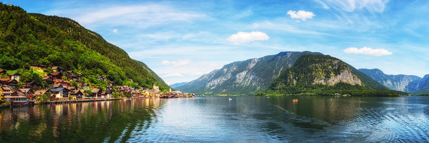 Panoramic Canvas Salzkammergut Rocks & Lake Photograph High Quality 100% Australian Made Wall Canvas Print Ready to Hang