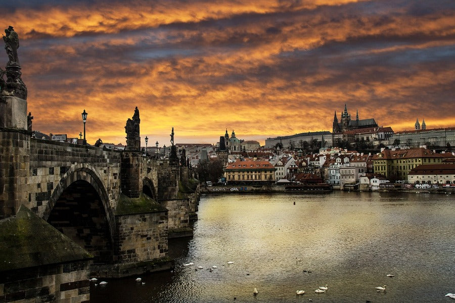 View of Prague City Sunset Photograph Print 100% Australian Made