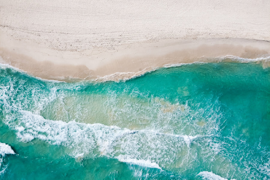 Clear Sea Waves on Sand Aerial Photograph Home Decor Premium Quality Poster Print Choose Your Sizes
