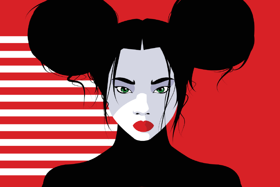 Asian Fashion Woman in Style Illustration Print 100% Australian Made