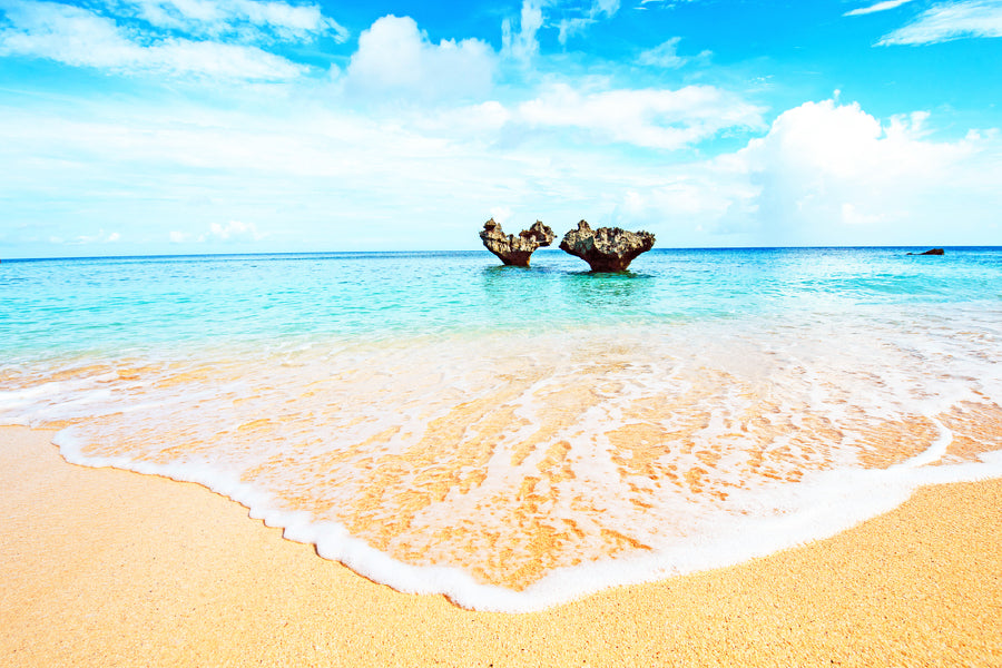 Heart Rock Beach View Photograph Okinawa Print 100% Australian Made