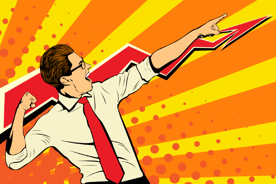 Successful Man & Lightning Shape Illustration Print 100% Australian Made