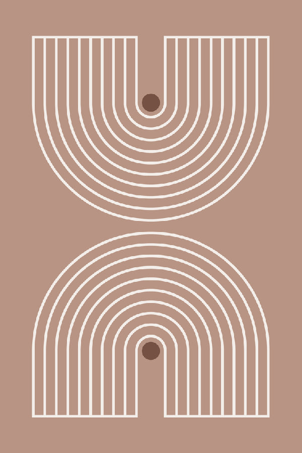 Brown Circles Geometric Line Art Abstract Design Print 100% Australian Made