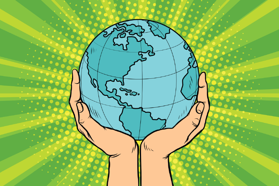 Globe on Hands Illustration Print 100% Australian Made