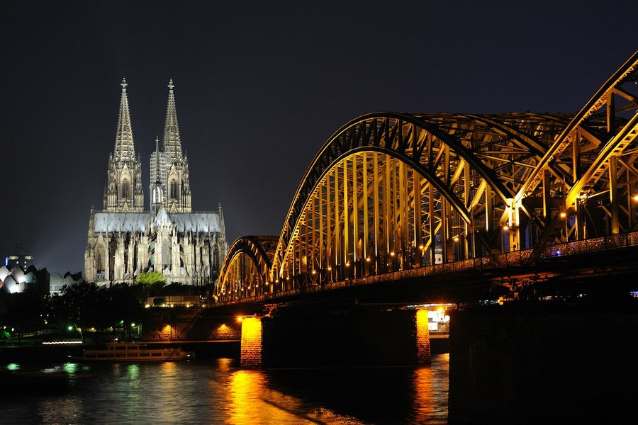 Cologne Cathedral Germany Night View Photograph Print 100% Australian Made