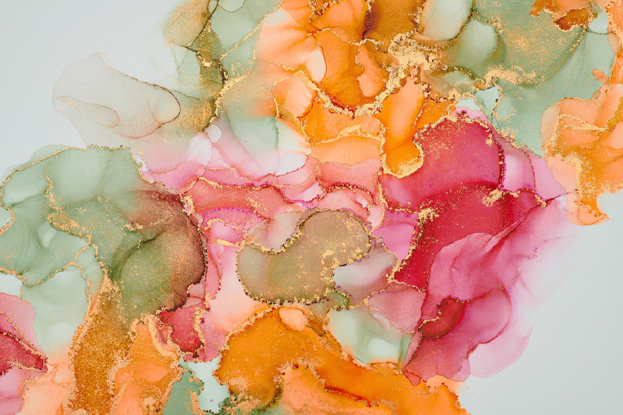 Pink Orange & Green Gold Abstract Design Home Decor Premium Quality Poster Print Choose Your Sizes