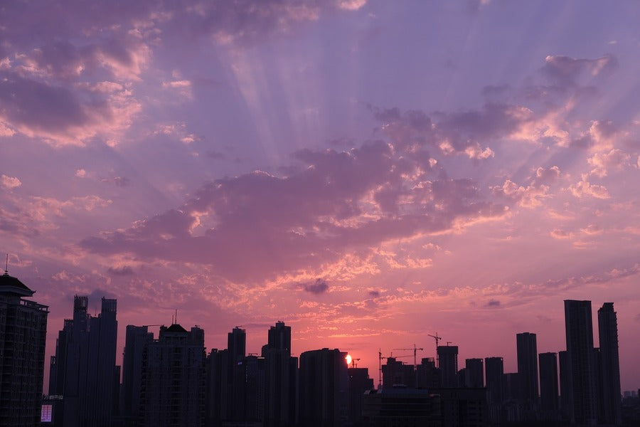East Asia City Sunset Photograph Print 100% Australian Made