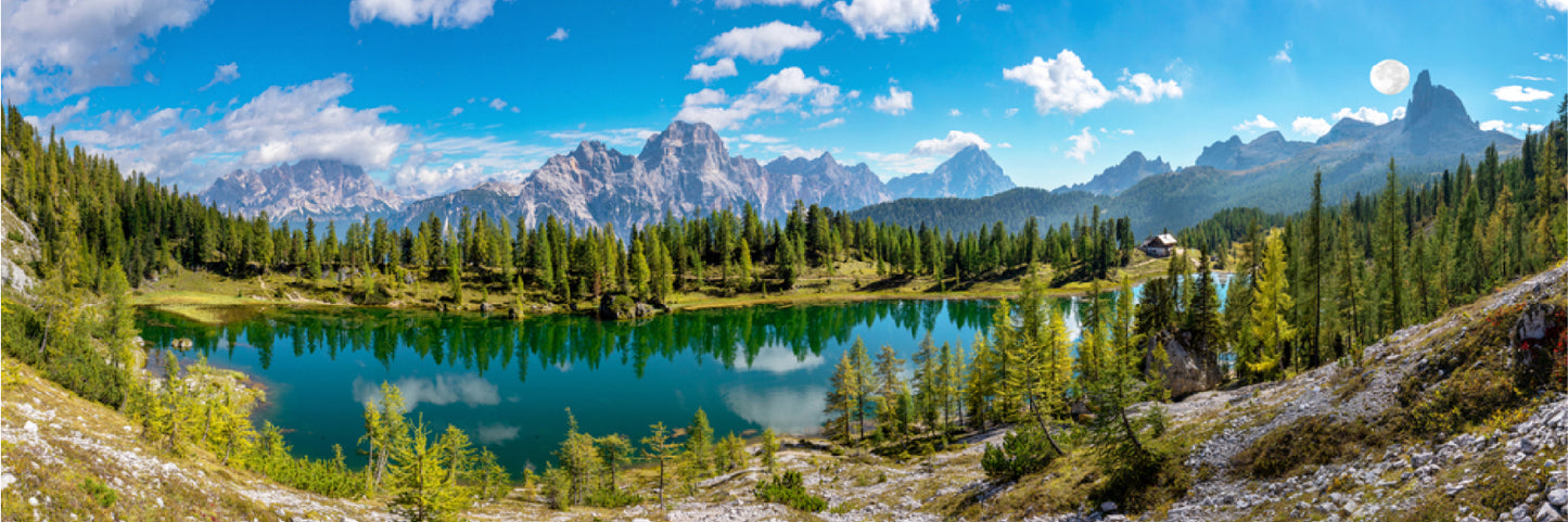 Panoramic Canvas Lake & Forest Sky Scenery Photograph High Quality 100% Australian Made Wall Canvas Print Ready to Hang