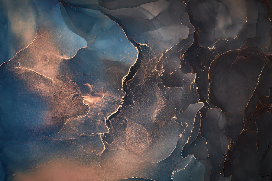 Blue Black & Gold Abstract Design Print 100% Australian Made