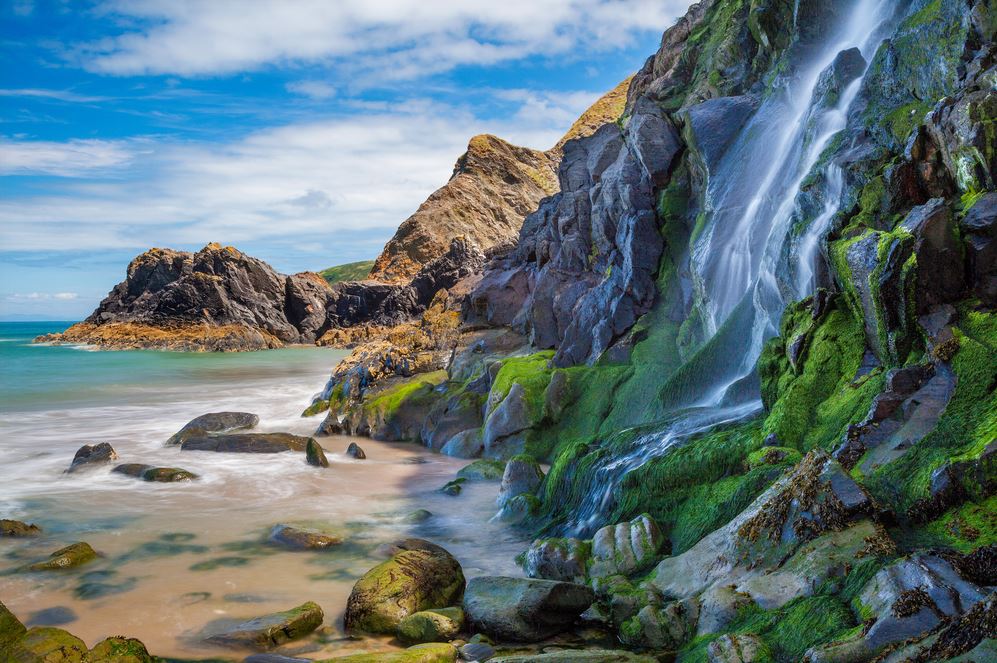 Waterfall Near Sea Scenery View Home Decor Premium Quality Poster Print Choose Your Sizes
