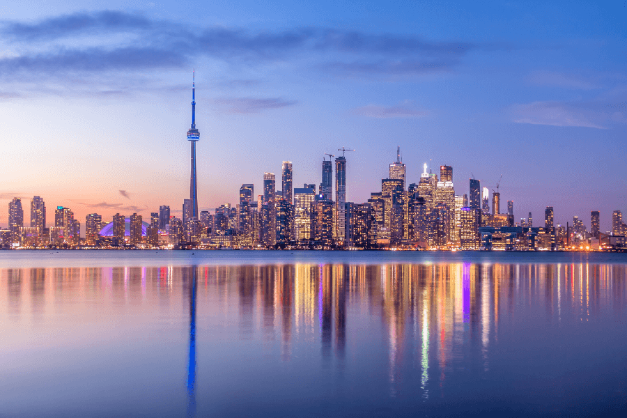 Toronto Skyline with Purple Light Print 100% Australian Made