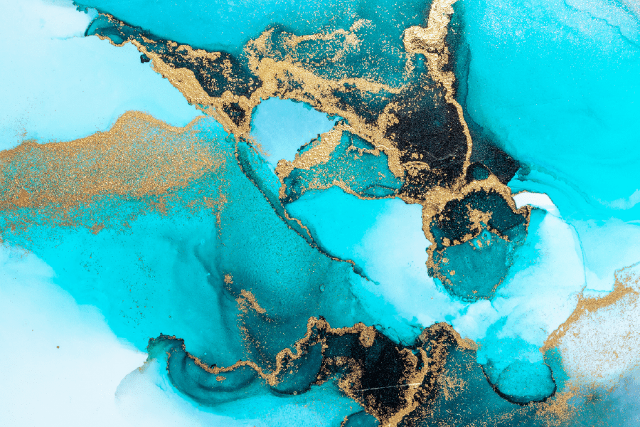 White Blue & Gold Abstract Design Print 100% Australian Made