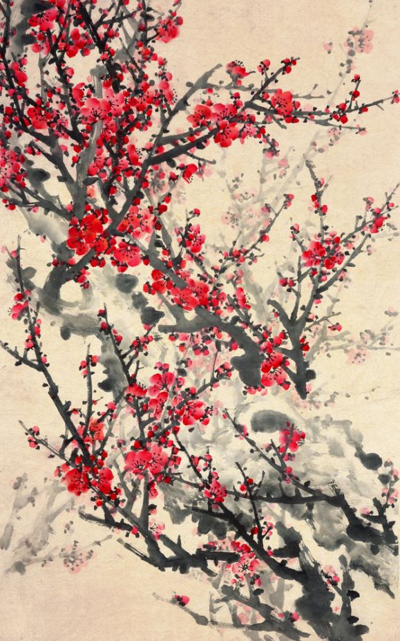 Red Floral Tree Watercolour Painting Print 100% Australian Made