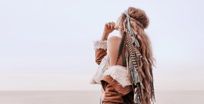 Girl with Feather Headdress View Home Decor Premium Quality Poster Print Choose Your Sizes