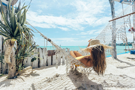 Girl on Hammock Near Sea Print 100% Australian Made