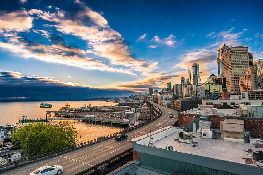 Downtown Seattle, Washington Sunset Photograph Print 100% Australian Made