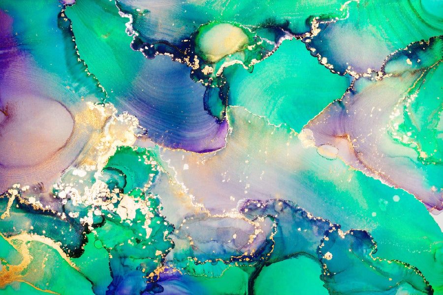 Green Blue & Gold Abstract Design Home Decor Premium Quality Poster Print Choose Your Sizes